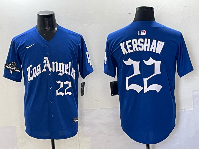 Men Los Angeles Dodgers #22 Kershaw Blue 2025 Nike MLB Jersey style 005